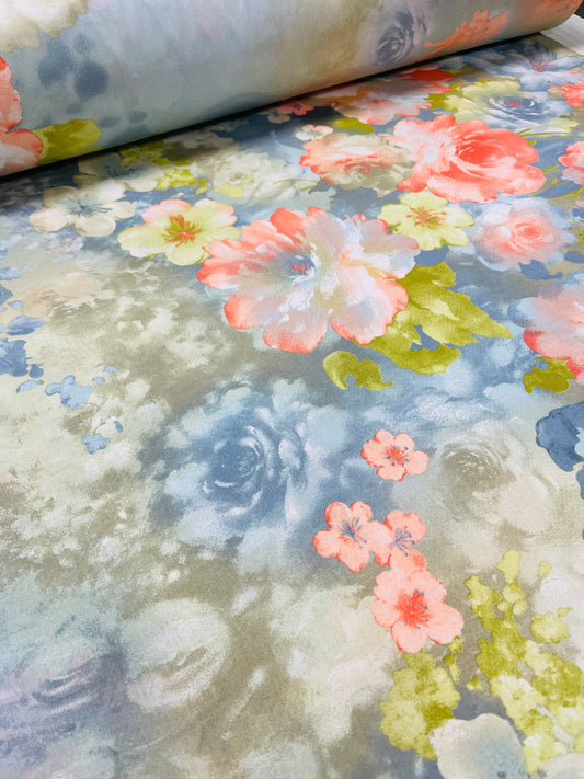 100% Cotton fabric - painted meadow 220cm 146 g/m²
