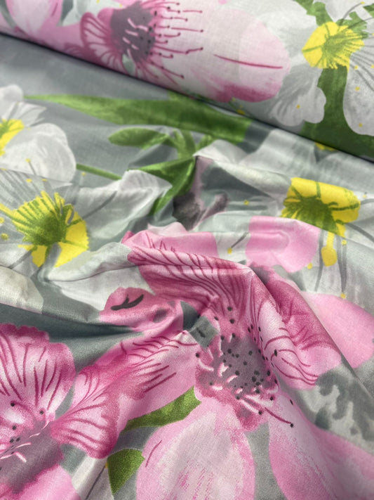 Image of 100% cotton fabric - cherry blossoms 125 g/m² – available at Šarlotes audumi