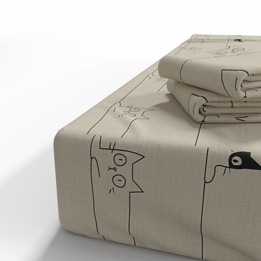 Image of 100% cotton fabric - playful cats 220cm 146 g/m² – available at Šarlotes audumi