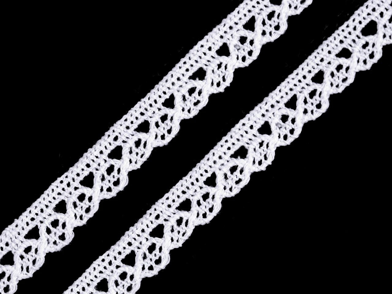 Attēls ar 100% Kokvilnas mežģīne-1 cm-smalka balta – pieejams internetā Šarlotes audumi