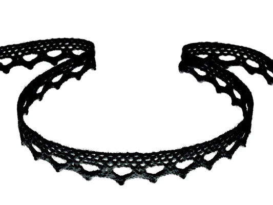 Image with 100% cotton lace 1.1 cm - black – available at Šarlotes audumi