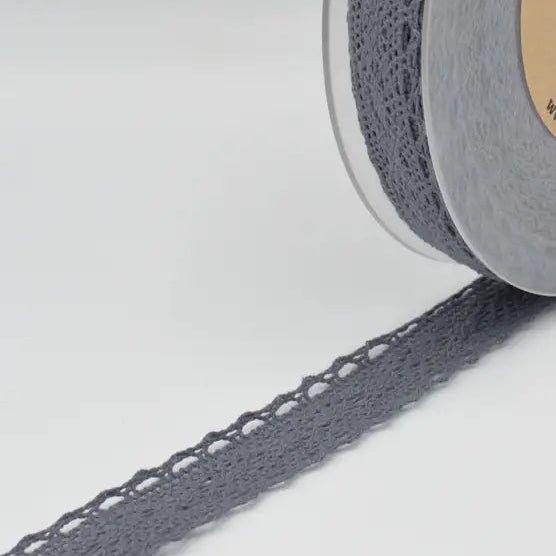 Image with 100% cotton lace 2.5 cm - ash gray – available at Charlotte's Fabrics