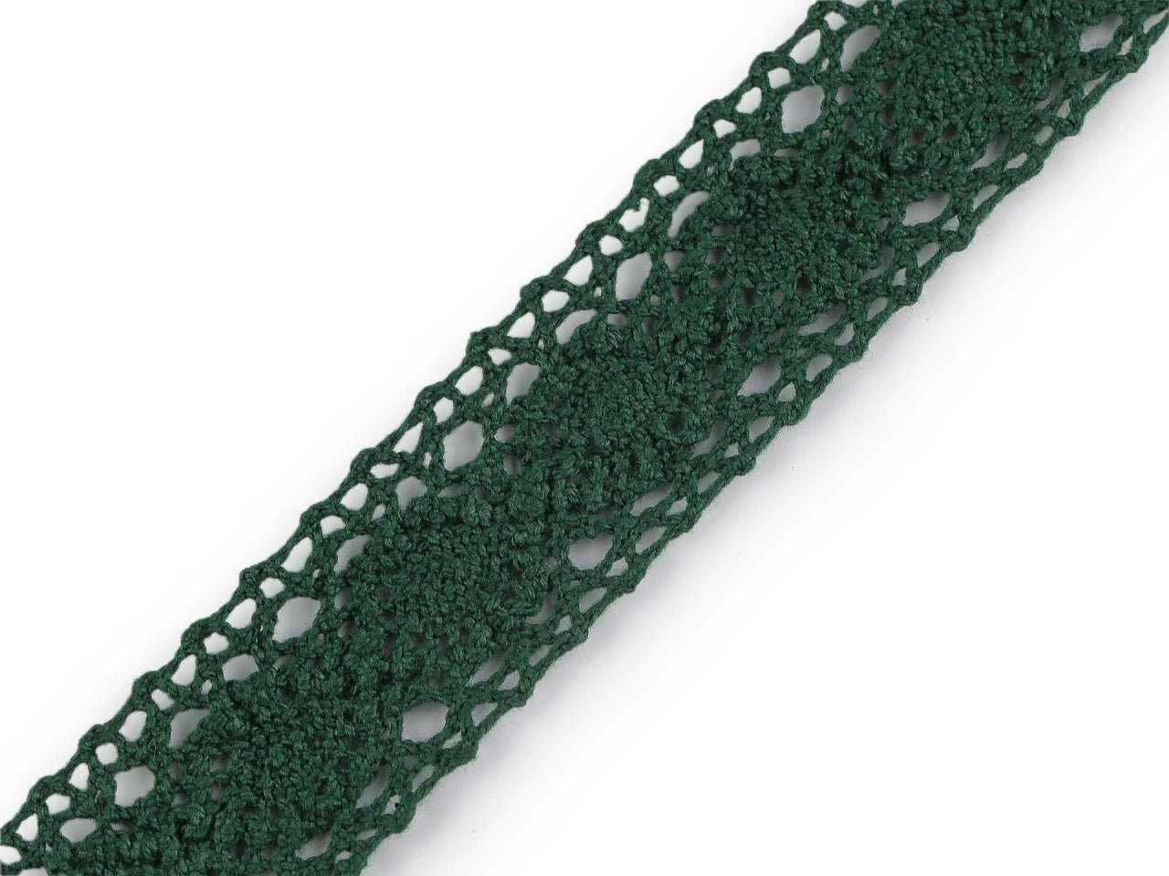 Image with 100% cotton lace 3 cm - dark green – available at Šarlotes audumi