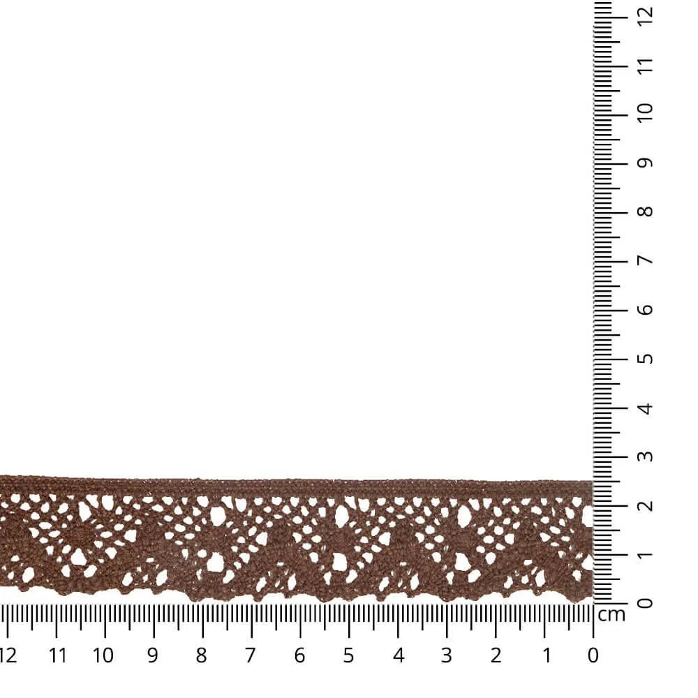 Image with 100% cotton lace|2.2 cm| dark brown – available at Šarlotes audumi