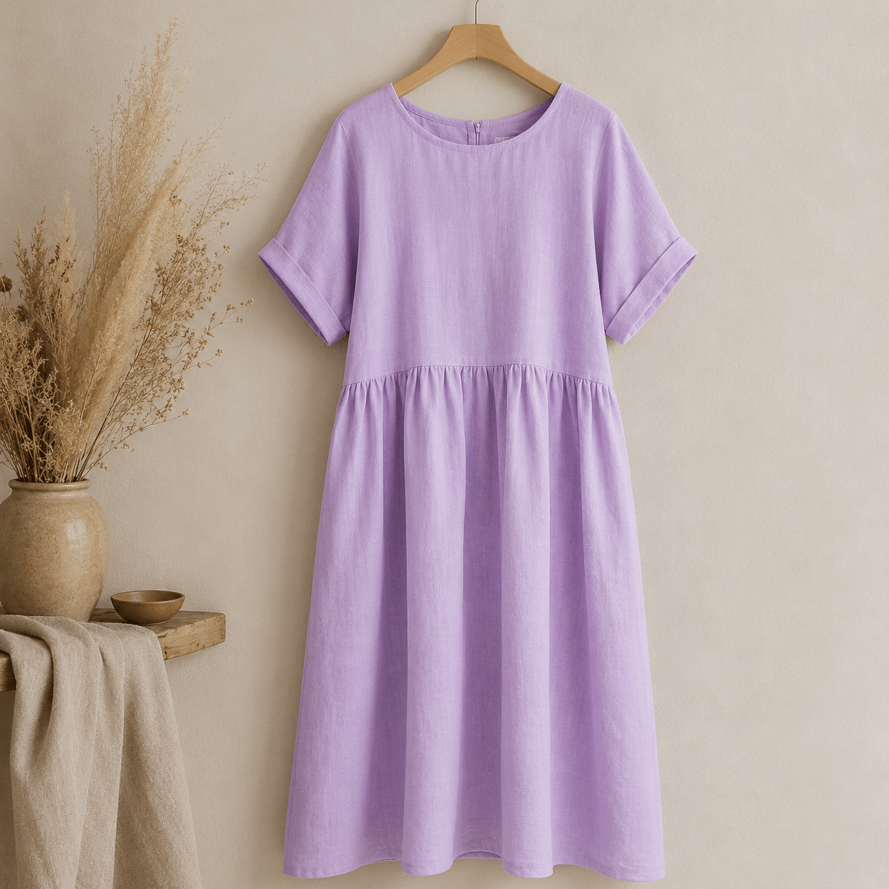 Image of 100% soft linen fabric, lilac purple, 165 g/m² – available at Šarlotes audumi