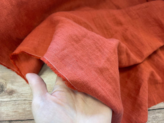 100% Softened linen-brick red (Brick) 205 g/m²