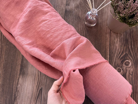 100% Softened linen - warm rose shade 205 g/m²