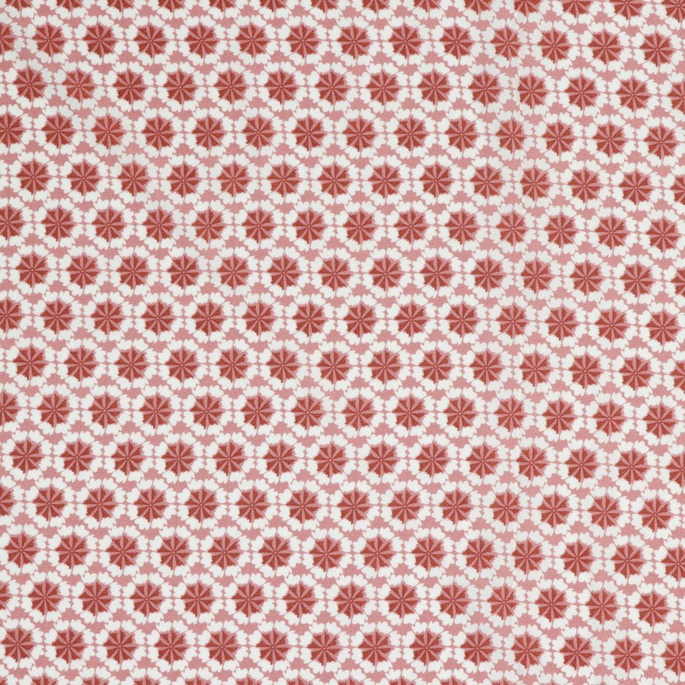 100% viscose fabric - old rose floral motif 105 g/m²