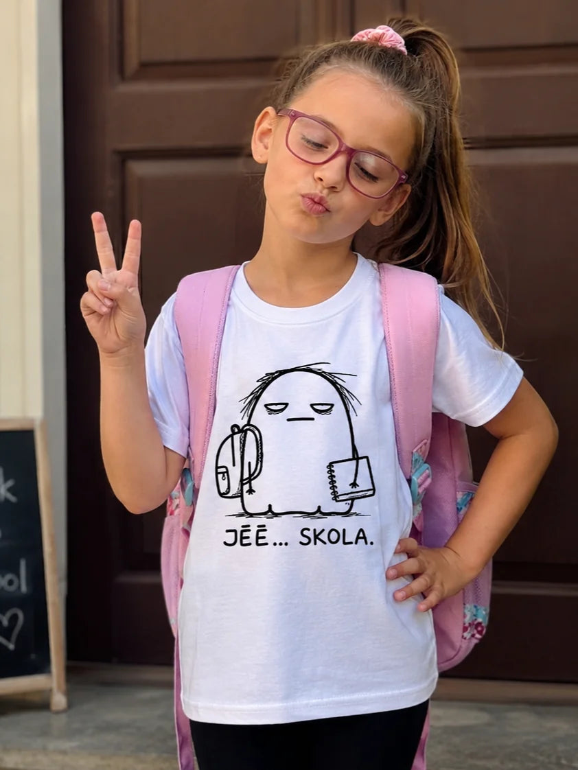 Organiskās kokvilnas T-krekls "Jē... skola"