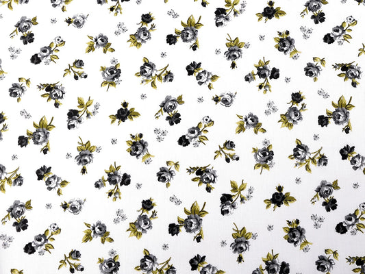100% Cotton Fabric - Black Roses 125 g/m²