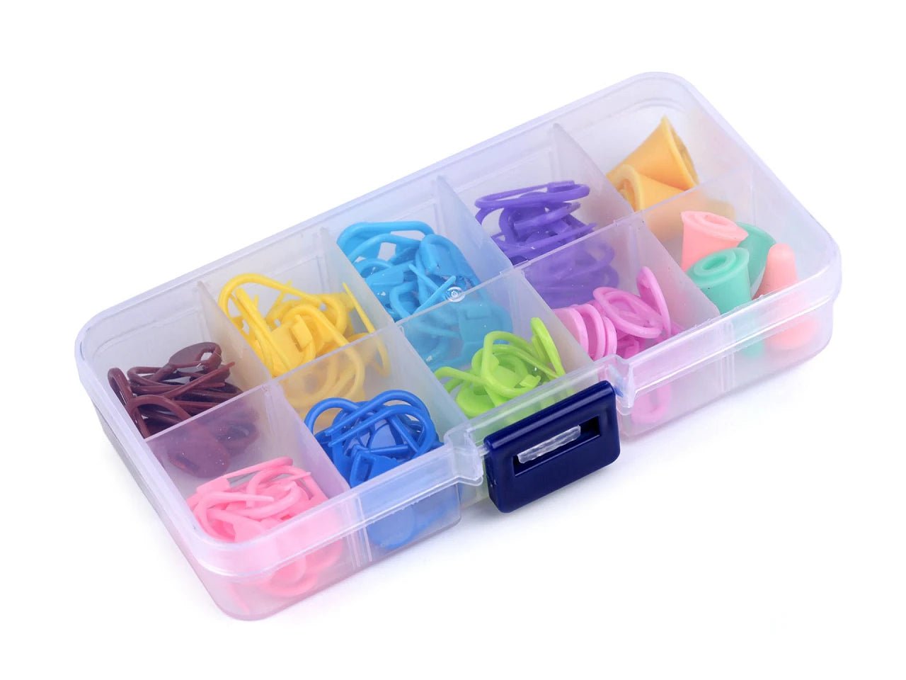 Knitting and crochet marker set in a box