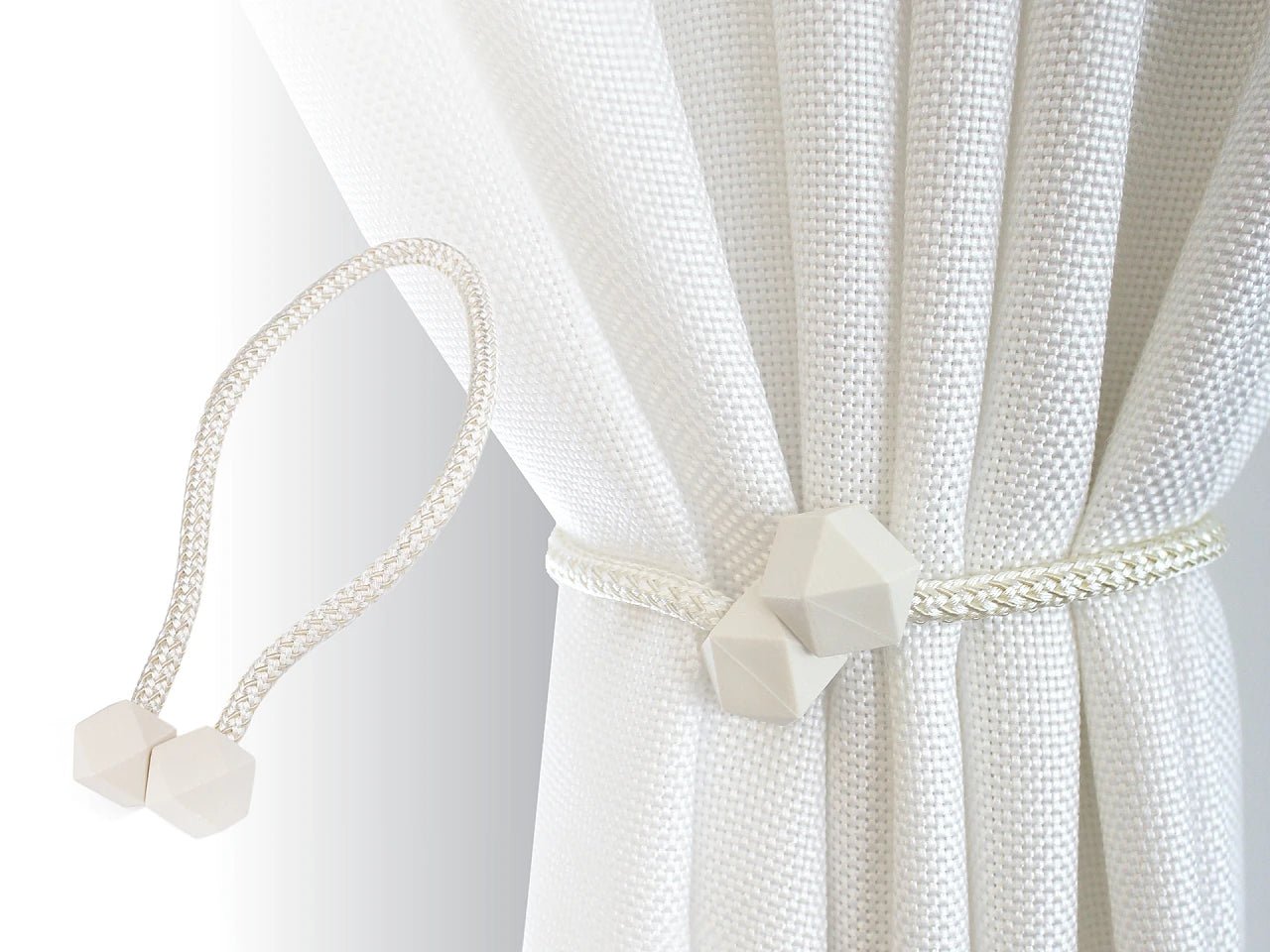 Curtain holder with magnet - beige (set of 2 pcs)