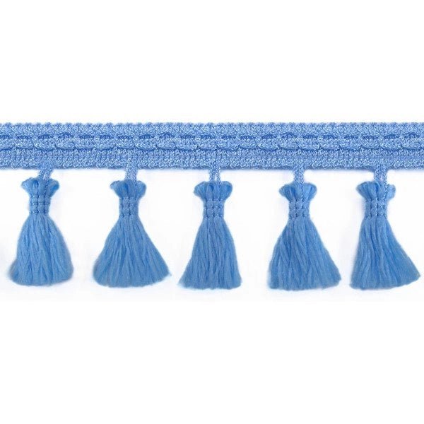 Image of fringe ribbon with tassels 55 mm - light blue – available at Charlotte's Fabrics