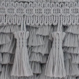 Image of fringe ribbon with tassels 55 mm - grey – available at Šarlotes audumi