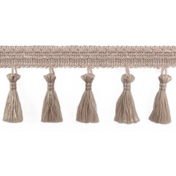 Image of fringed ribbon with tassels 55 mm - sand – available at Charlotte's Fabrics