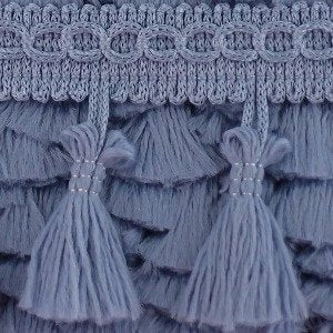Image of fringe ribbon with tassels 55 mm - steel blue – available at Šarlotes audumi