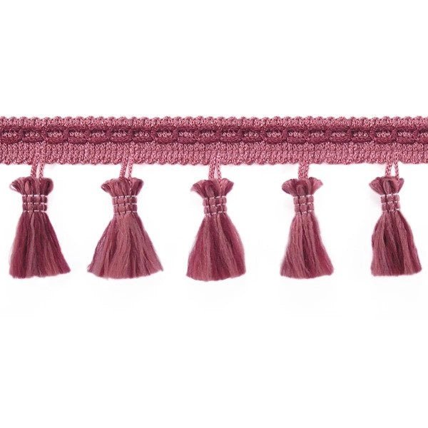 Image of fringe ribbon with tassels 55 mm - old rose – available at Šarlotes audumi