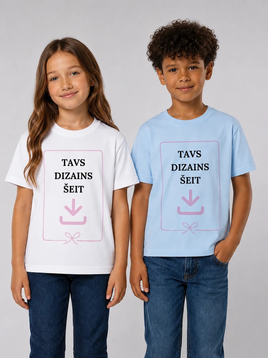 Image of a kids' T-shirt print with your design – available at Šarlotes audumi