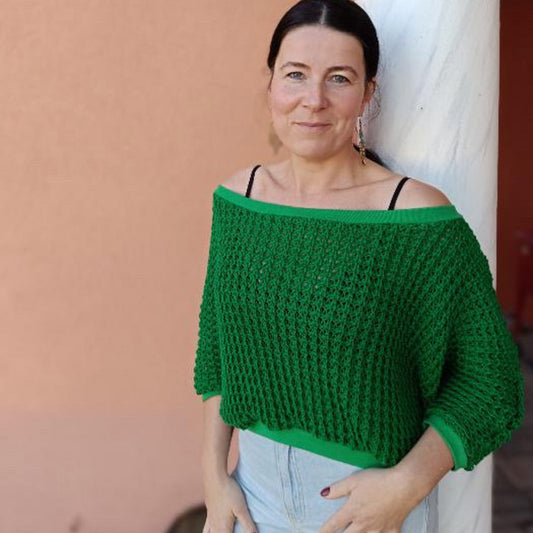 Image with Thick 100% cotton knit - green 615 g/m² – available at Charlotte's Fabrics