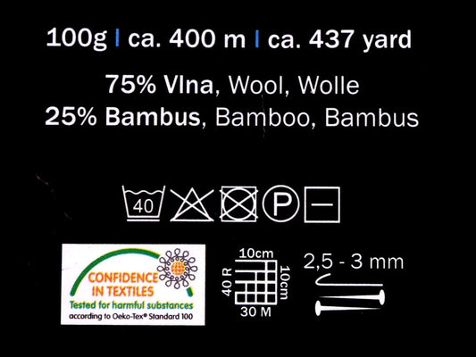 Zdjęcie z włóczką VlnahHep Bamboo Socks - 100g / 400m – dostępna w Šarlotes audumi