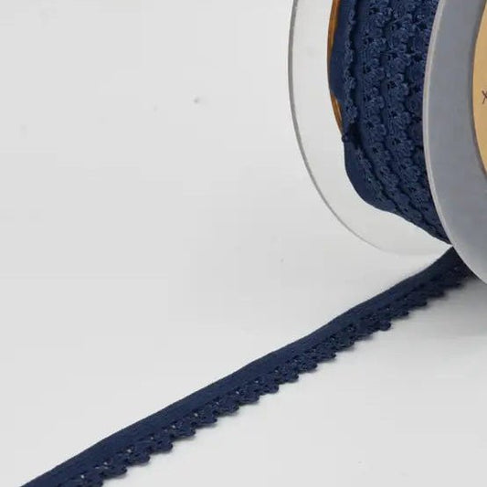 Image with elastic band, lace 1.3 cm - dark blue – available at Šarlotes audumi