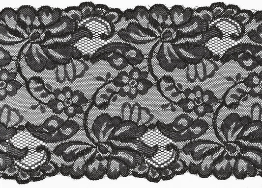Elastīgā mežģīne - 15 cm - melna