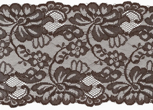Image of elastic lace 15 cm - chocolate – available at Charlotte's Fabrics
