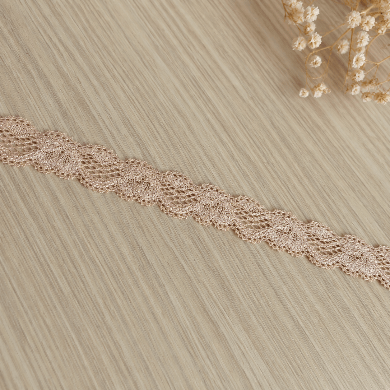 Image of elastic lace 2 cm - nude – available at Šarlotes audumi