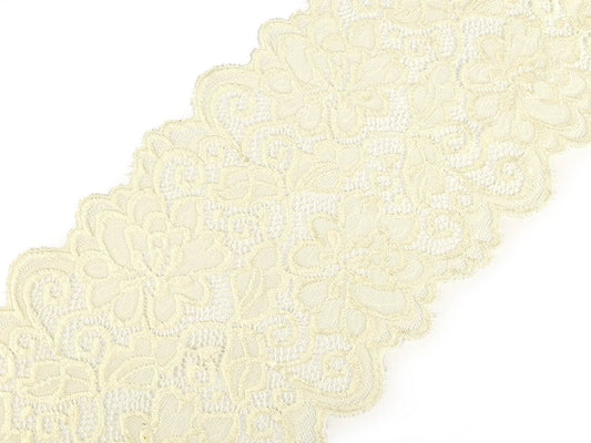 Elastic polyester lace - 15 cm - milky white