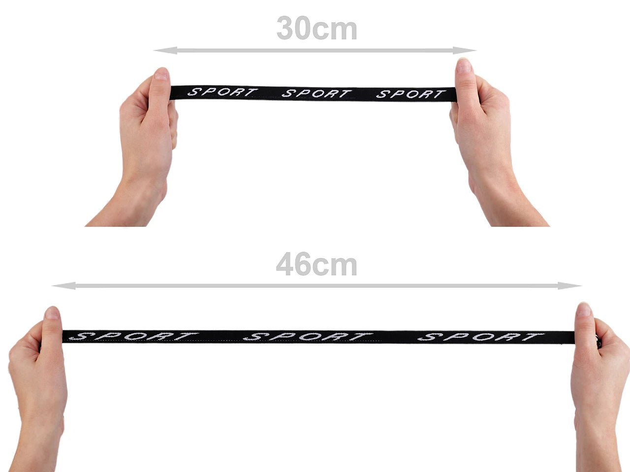 Image of elastic with SPORT print - 1.5 cm - white – available at Šarlotes audumi