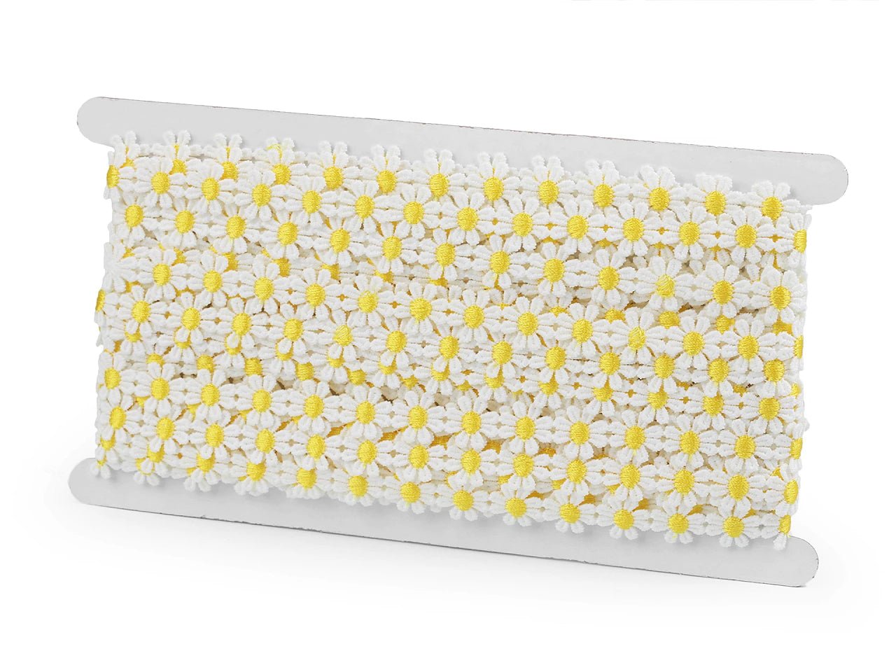 Attēls ar Izšūta dekoratīvā lente margrietiņas 15 mm – pieejams internetā Šarlotes audumi