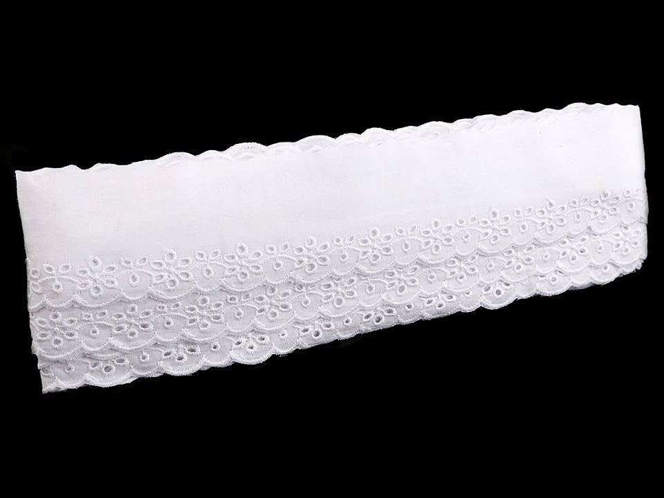 Embroidered cotton lace - 5 cm white