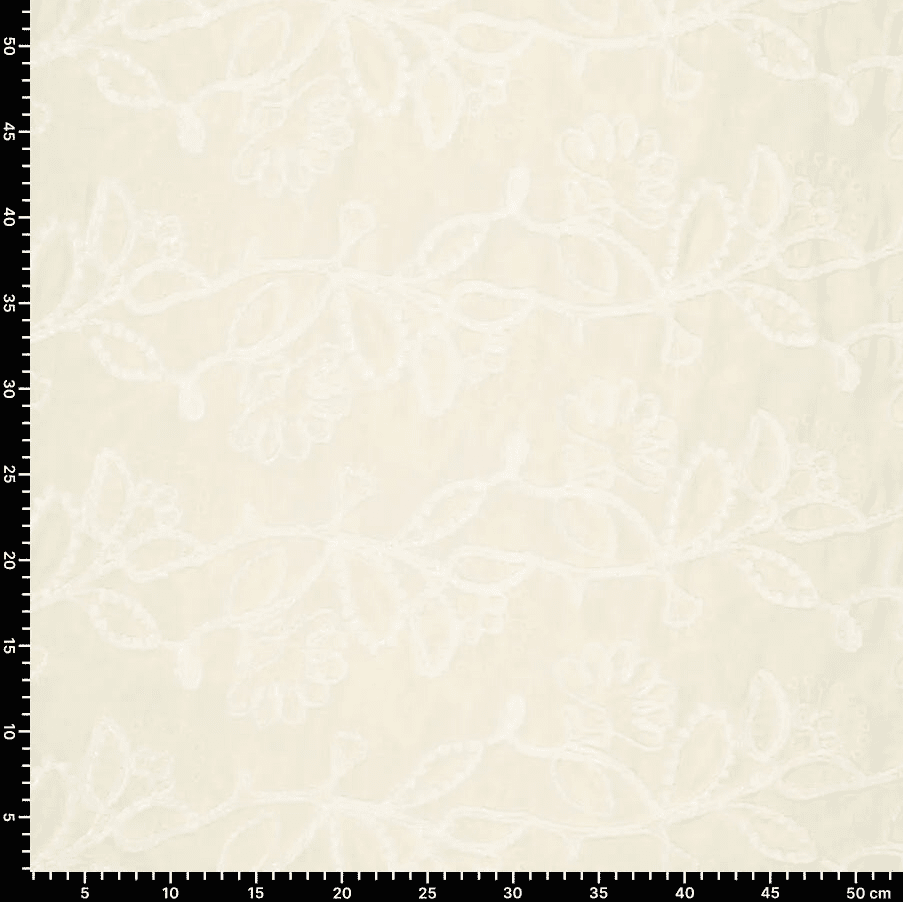 alt
Image of embroidered cotton fabric with a pattern - butter tone 145 g/m² – available at Charlotte's Fabrics
