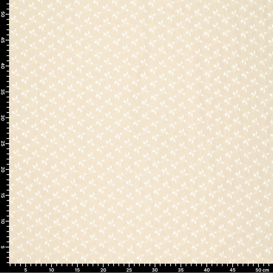Embroidered cotton fabric - embroidery on beige 115g/m²