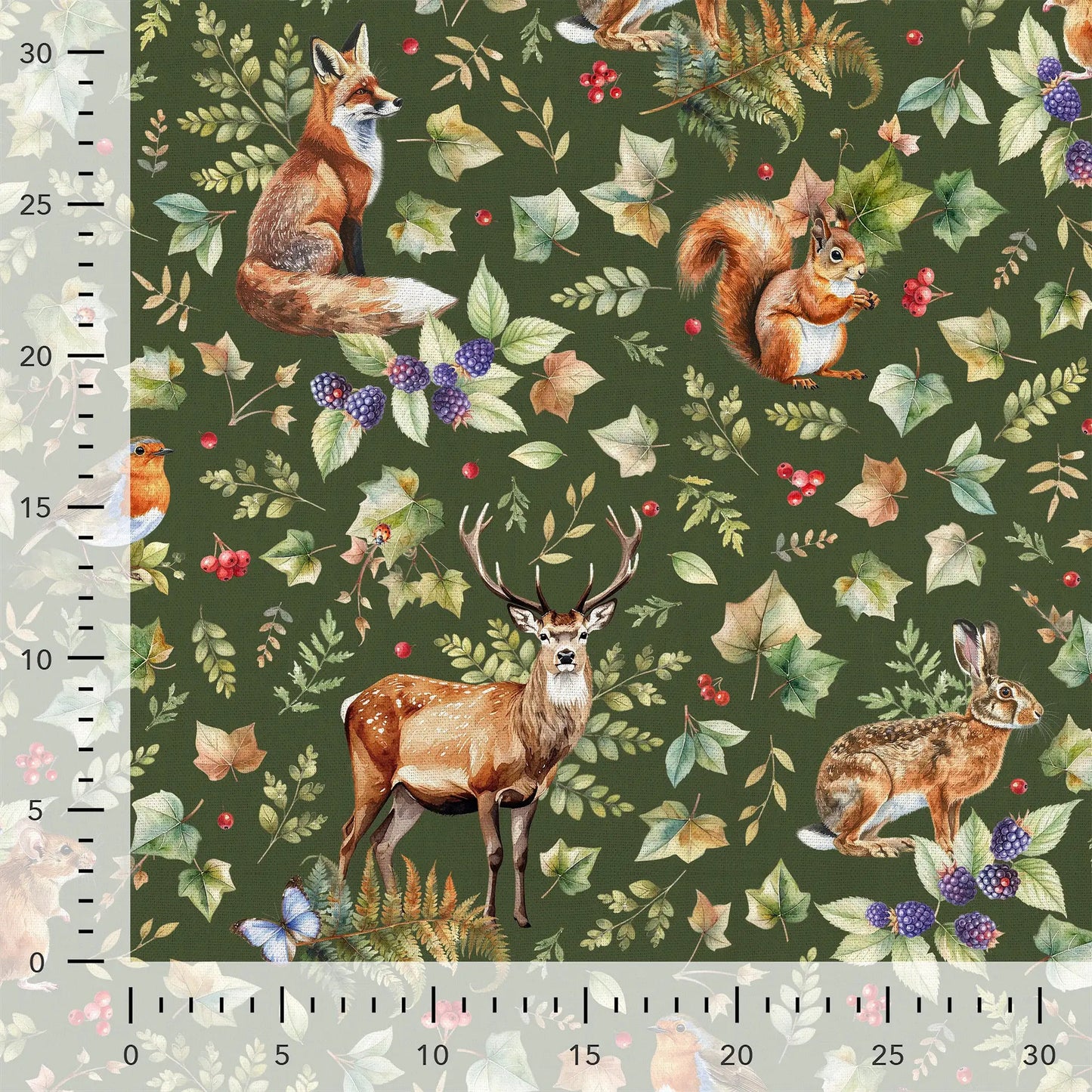 Image with canvas fabric - forest animals 200 g/m² – available at Šarlotes audumi