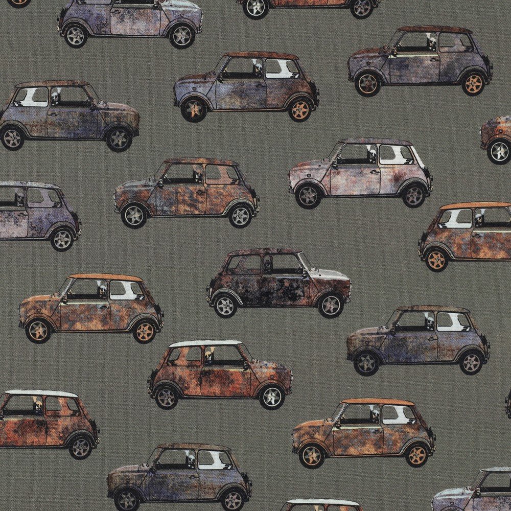 Image with canvas fabric - retro car 225 g/m² – available at Charlotte's Fabrics