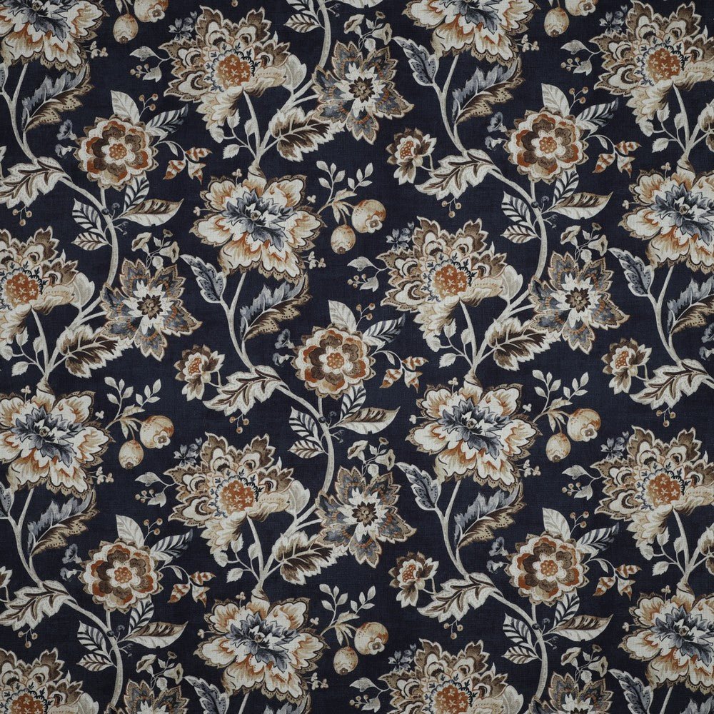 Image with canvas fabric - flowers on a dark blue background 190 g/m² – available at Šarlotes audumi