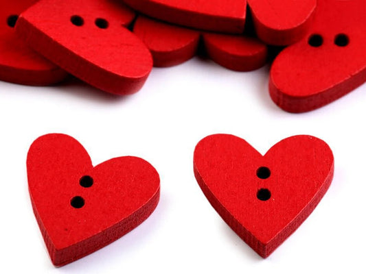 Image of wooden buttons 18 x 19 mm - heart | assorted shades – available at Šarlotes audumi