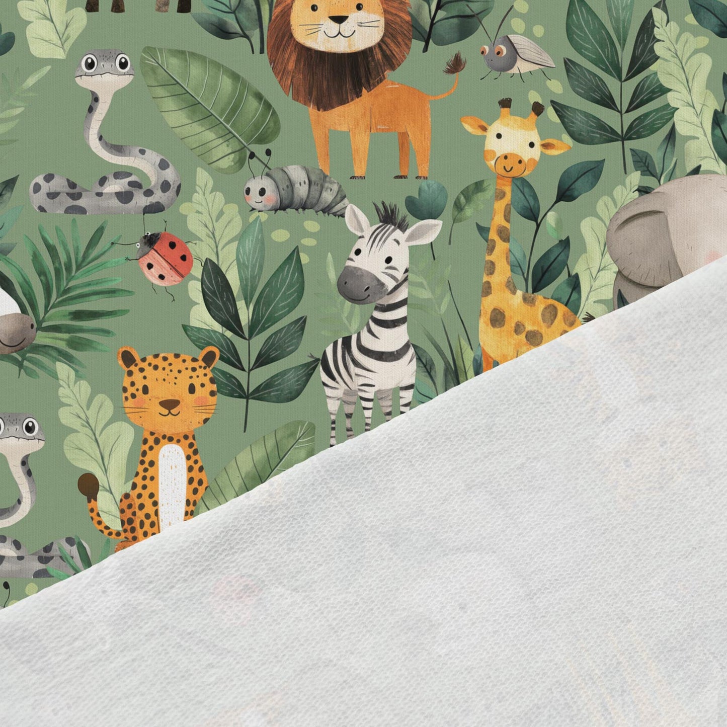 Image of cotton loopback knit - Fun Jungle Friends 250 g/m² – available at Charlotte's Fabrics