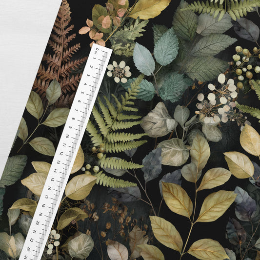 Image of Cotton loopback jersey - night ferns 250 g/m² – available at Šarlotes audumi