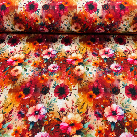 Cotton loopback knit - floral fairytale 260 g/m²