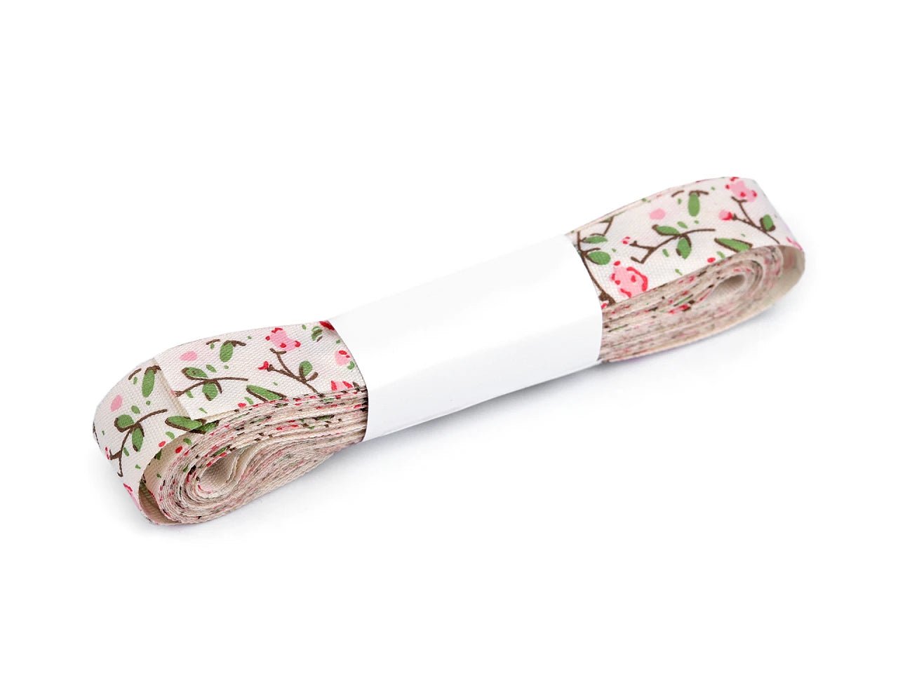 Cotton ribbon with floral print | 15 mm 5 m