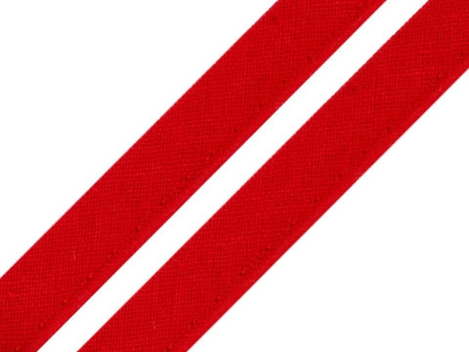 Cotton ribbon with string 12 mm - red
