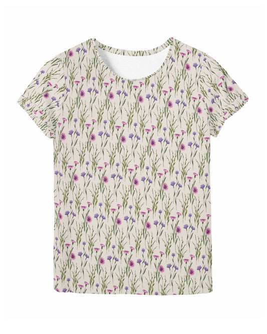 Cotton jersey - cornflowers and bells 200 g/m²