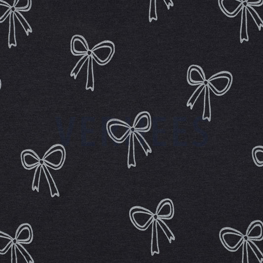 Cotton jersey - silver bows 200 g/m²