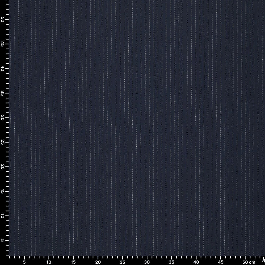 Image of suiting fabric with a fine lurex stripe - dark blue | 195 g/m² | 145 cm – available at Šarlotes audumi