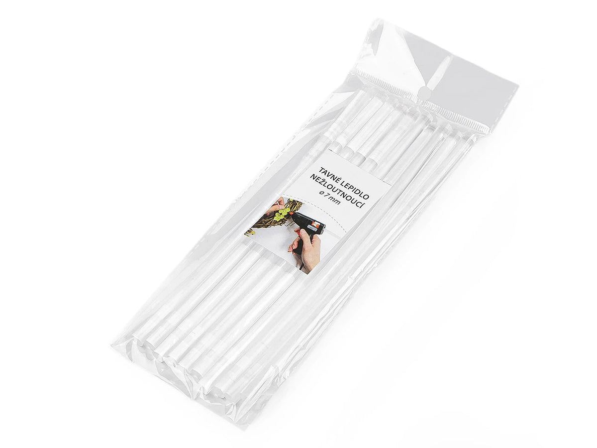 Wkłady do pistoletu do kleju 7 mm × 20 cm, przezroczyste, nieżółknące, 10 szt. – dostępne online w Šarlotes audumi