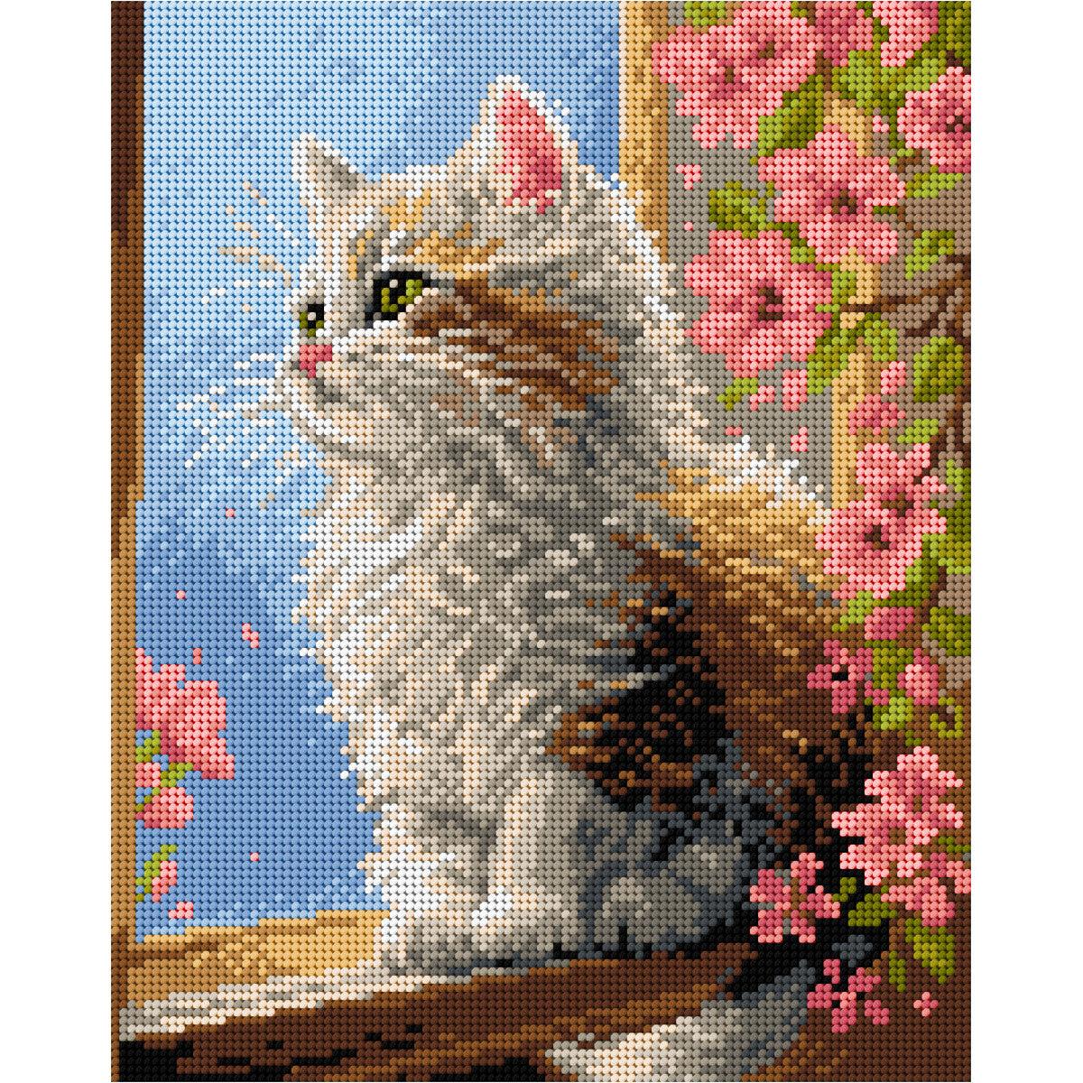 Zestaw do haftu MALVINA – Kot przy oknie, 24 × 30 cm