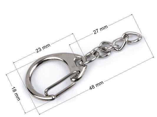 Metal keyring clip, 18x48 mm (pack of 5)