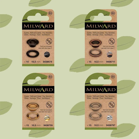 Metal rings, eyelets 10.5 mm (15 pcs.) Milward - black